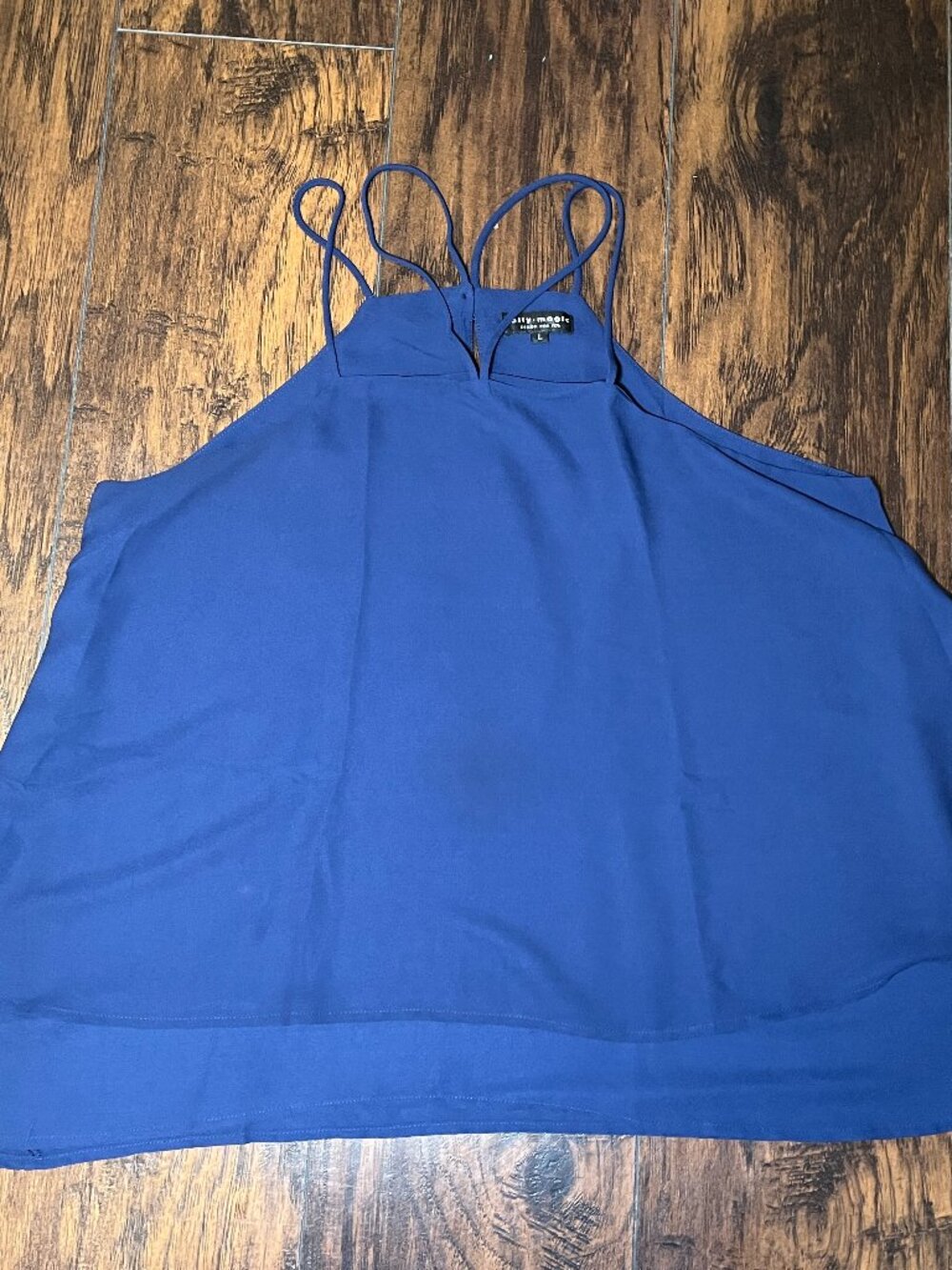 Ally Magic Blue Strappy Flowy Tank Top Large